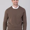 Oxton 1 Ply Cashmere Crew Neck - Mocha