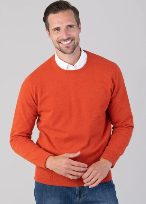 Oxton 1 Ply Cashmere Crew Neck - Furnace