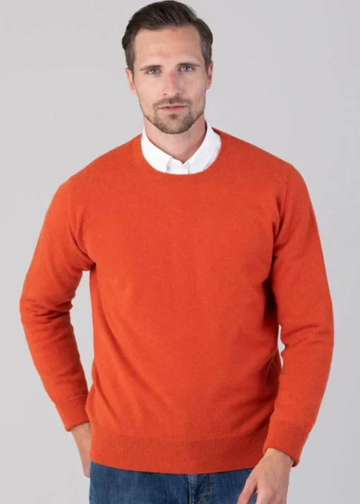 Oxton 1 Ply Cashmere Crew Neck - Furnace