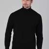 Oxton 1 Ply Cashmere Roll Neck - Black