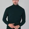 Oxton 1 Ply Cashmere Roll Neck - Bottle Green