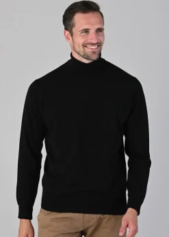 Oxton 1 Ply Cashmere Roll Neck - Black