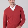 Oxton 1 Ply Cashmere V-Neck - Poppy Mel