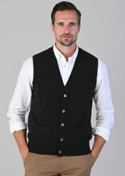 Oxton 1 Ply Cashmere Waistcoat - Charcoal