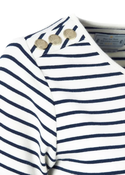 Padstow Crew Neck T-Shirt - Natural and Ink Navy Stripe