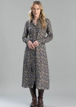 Paisley Shirt Dress - Persian Blue