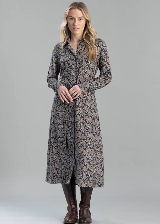 Paisley Shirt Dress - Persian Blue