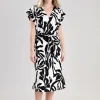 Palm Print Dress - Soft Oat