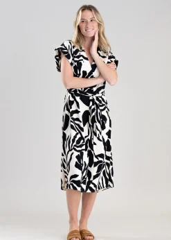 Palm Print Dress - Soft Oat
