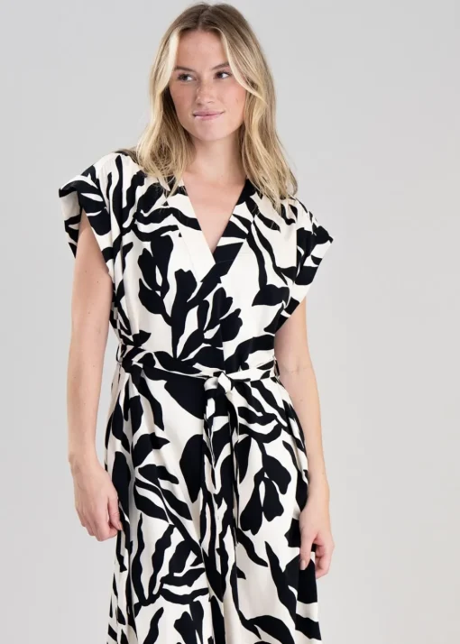 Palm Print Dress - Soft Oat