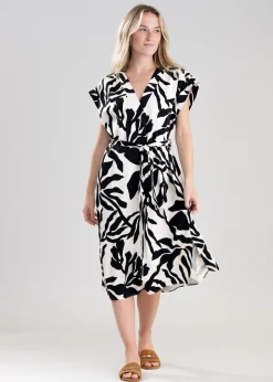 Palm Print Dress - Soft Oat