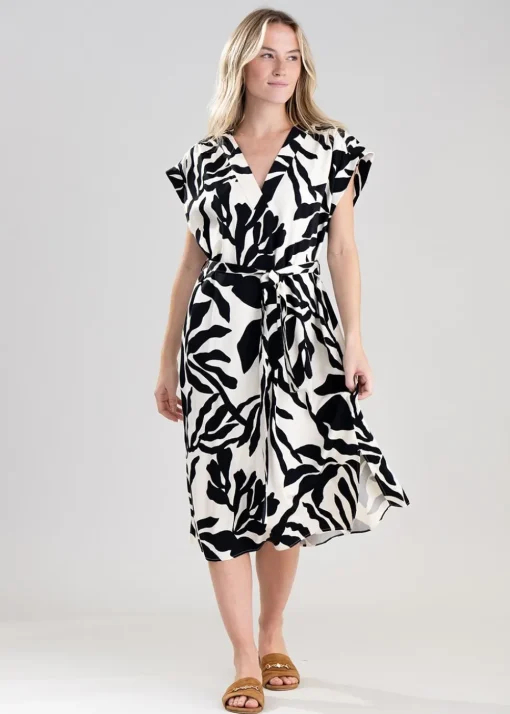 Palm Print Dress - Soft Oat