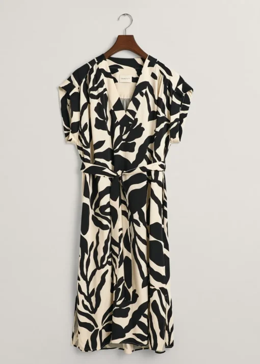 Palm Print Dress - Soft Oat