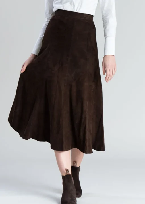 Panel Suede Skirt - Brown