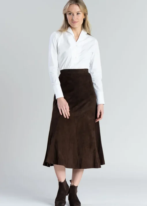 Panel Suede Skirt - Brown