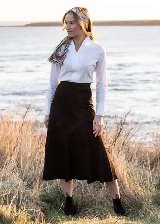 Panel Suede Skirt - Brown