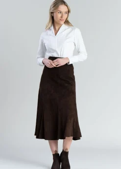 Panel Suede Skirt - Brown