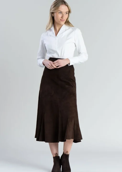 Panel Suede Skirt - Brown