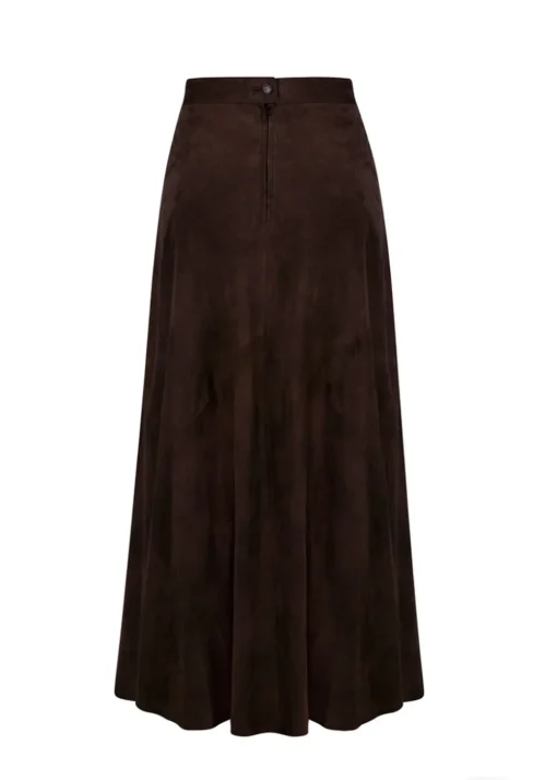 Panel Suede Skirt - Brown
