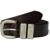 3 Piece 1.5" Silver Buckle Belt - Chestnut