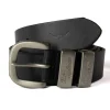 3 Piece 1.5" Silver Buckle Belt - Black