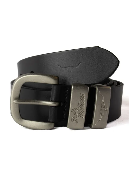 3 Piece 1.5" Silver Buckle Belt - Black