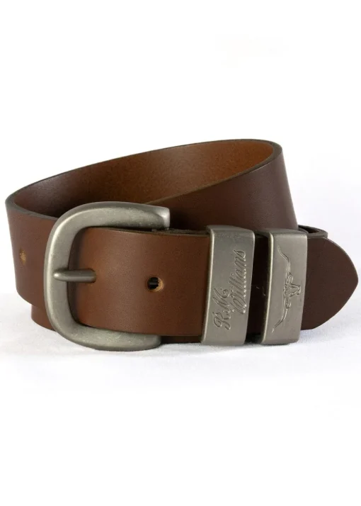3 Piece 1.5" Silver Buckle Belt - Dark Tan
