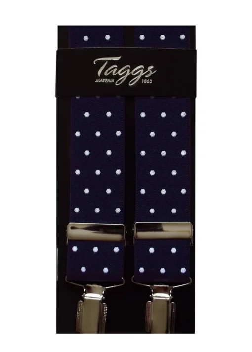 Polka Dot Clip Braces - Navy and White
