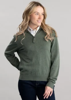 Polperro Pima 1/4 Zip - Country Green