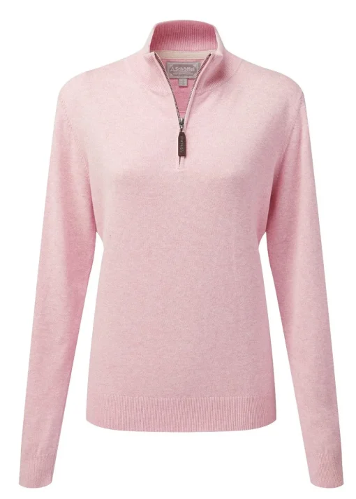 Polperro Pima 1/4 Zip - Pink Marl