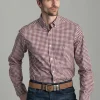 Poplin Gingham Shirt - Wine Red