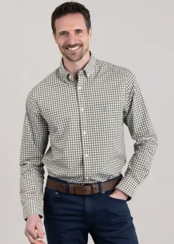 Poplin Gingham Shirt - Juniper Green