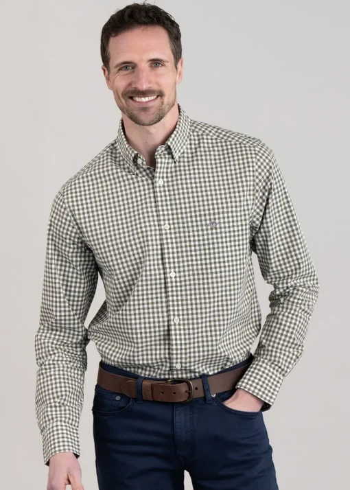 Poplin Gingham Shirt - Juniper Green