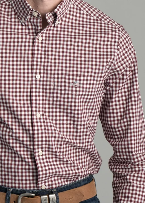 Poplin Gingham Shirt - Wine Red