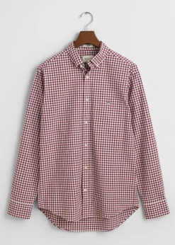 Poplin Gingham Shirt - Wine Red