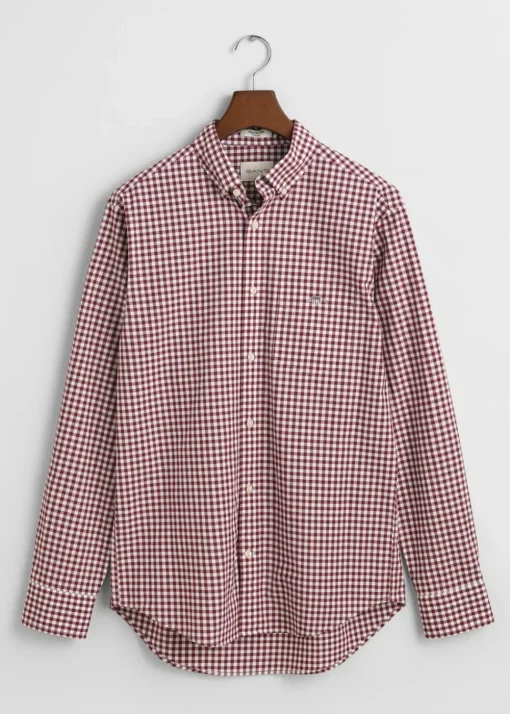 Poplin Gingham Shirt - Wine Red