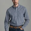 Poplin Small Check Shirt - College Blue