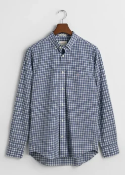 Poplin Small Check Shirt - College Blue
