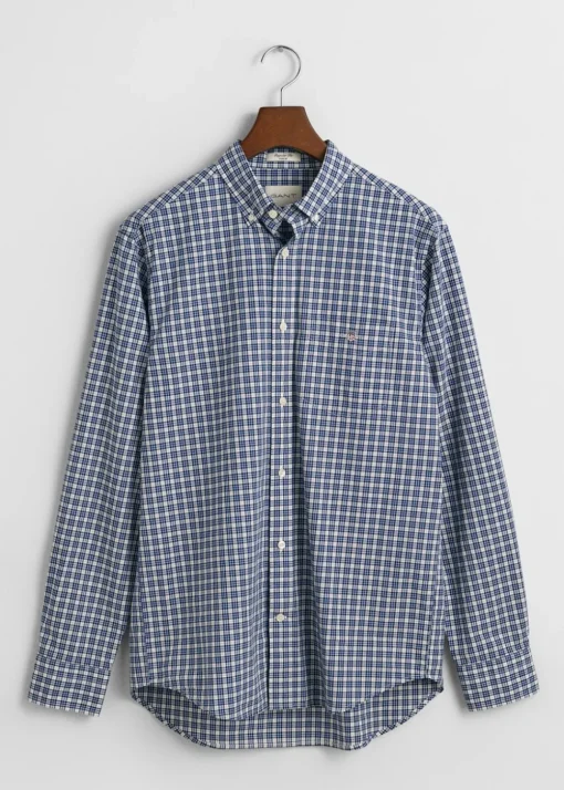 Poplin Small Check Shirt - College Blue