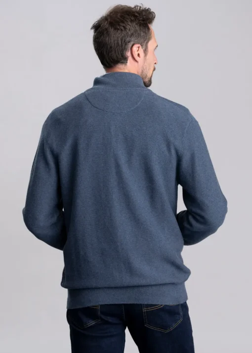 Porthleven Quarter Zip Jumper - Dark Pigeon Blue
