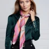 Regal Horse Silk Scarf - Coral