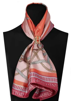 Regal Horse Silk Scarf - Coral