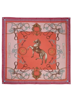 Regal Horse Silk Scarf - Coral