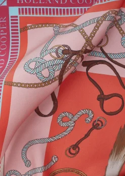 Regal Horse Silk Scarf - Coral