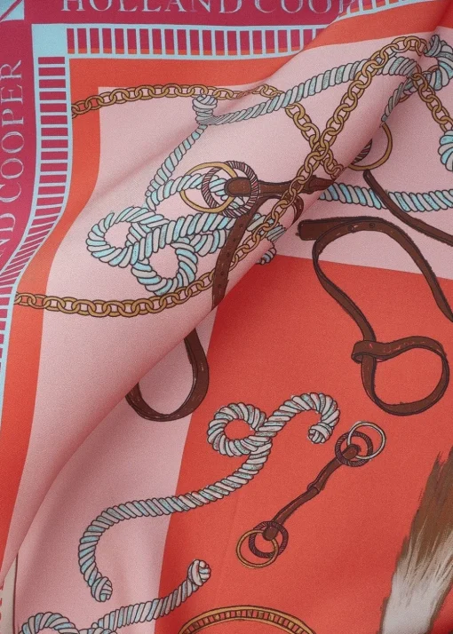 Regal Horse Silk Scarf - Coral