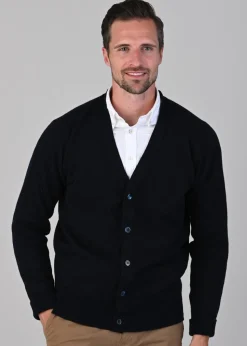 Rob 2 Ply Lambswool Cardigan - Navy