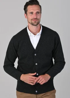 Rob 2 Ply Lambswool Cardigan - Charcoal