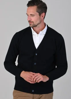 Rob 2 Ply Lambswool Cardigan - Navy