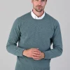 Rob 2 Ply Lambswool Crew Neck - Caspian