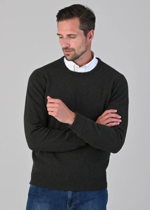 Rob 2 Ply Lambswool Crew Neck - Seaweed